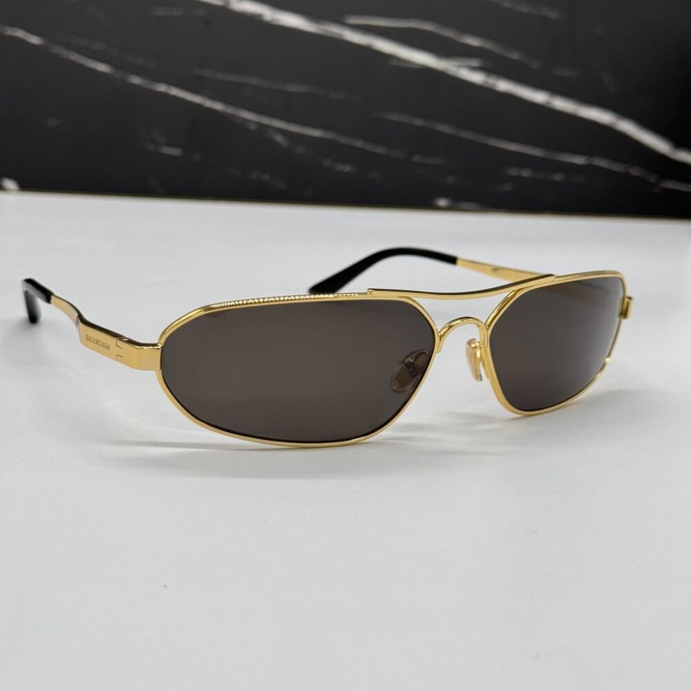 NEW BB0227S 001 BALENCIAGA DARK GOLD/GREY MEN BALENCIAGA SUNGLASSES - Picture 5 of 13